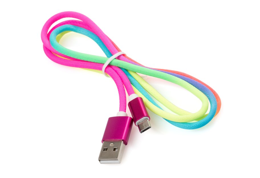 Data cable USB 2.0 AM to Micro 5P 1.0m rainbow nylon Vinga (VCPDCMCOLNB1RS)