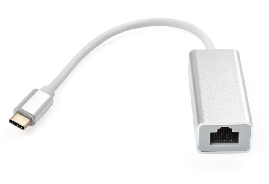 Перехідник USB-C to RJ45 Ethernet 1000Mbps aluminium Vinga (VCPATC2GBLNS)
