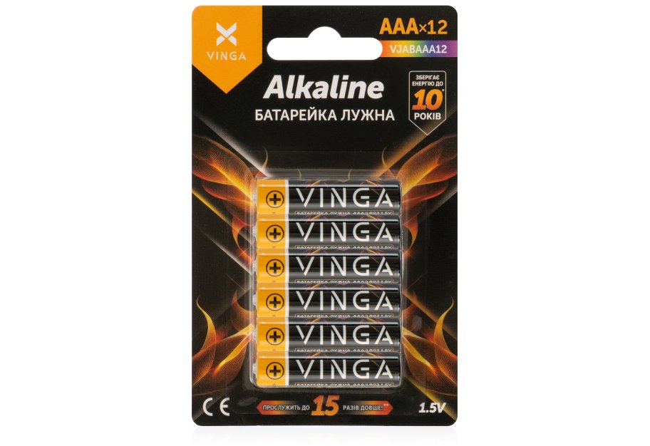 Батарейка AAA LR03 Alkaline 12pcs Blister Vinga (VJABAAA12)
