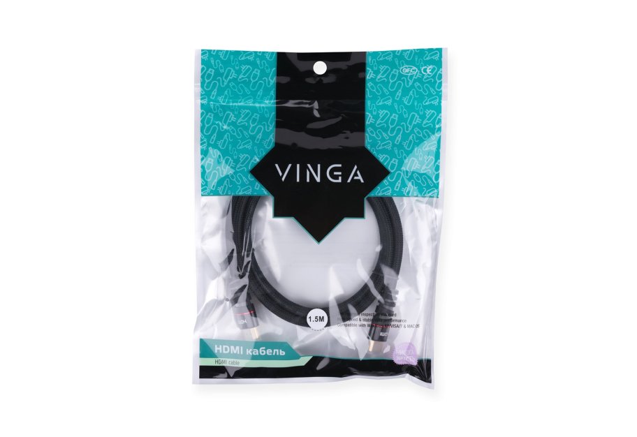 Кабель мультимедійний HDMI M to HDMI M 1.5m Vinga (HDMI01-1.5)