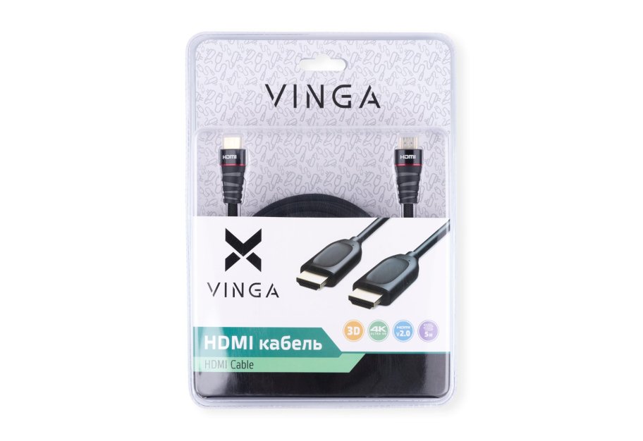 Кабель мультимедійний HDMI M to HDMI M 5.0m Vinga (HDMI01-5.0)