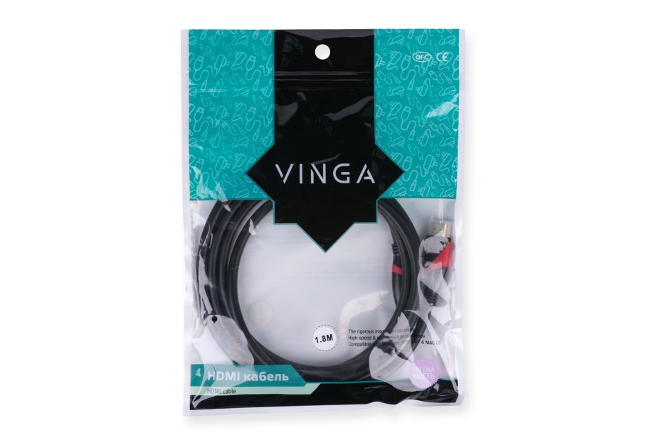 Кабель мультимедійний HDMI M to HDMI M 1.8m Vinga (HDMI02-1.8)