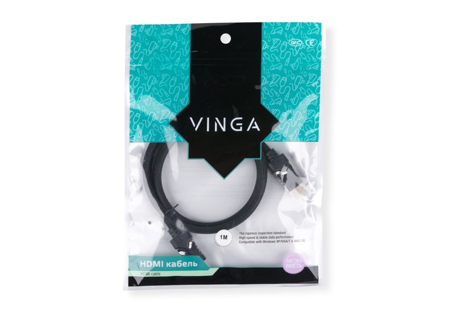 Кабель мультимедійний HDMI M to HDMI M 1.0m Vinga (HDMI03-1.0)