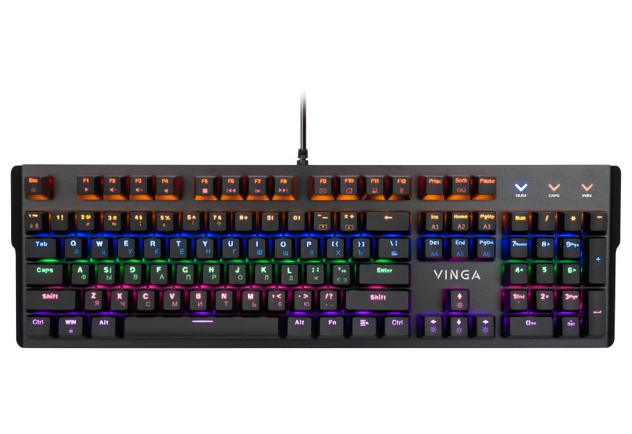 Клавіатура Vinga KBGM160 LED Outemu Blue USB Black (KBGM160 Black)