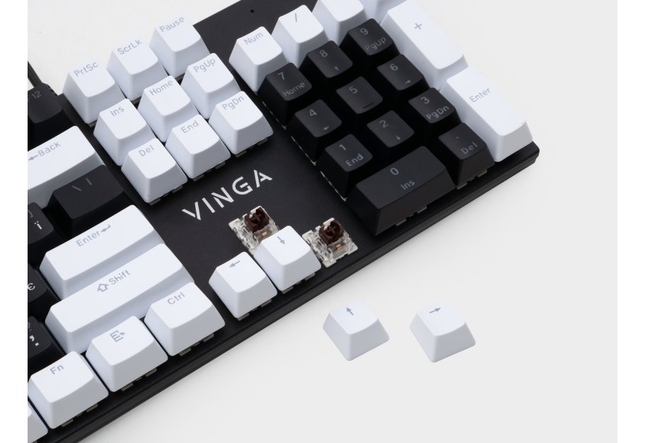 Клавіатура Vinga KBGM-095 LED Brown Switch USB White/Black (KBGM-095BR White/Black)