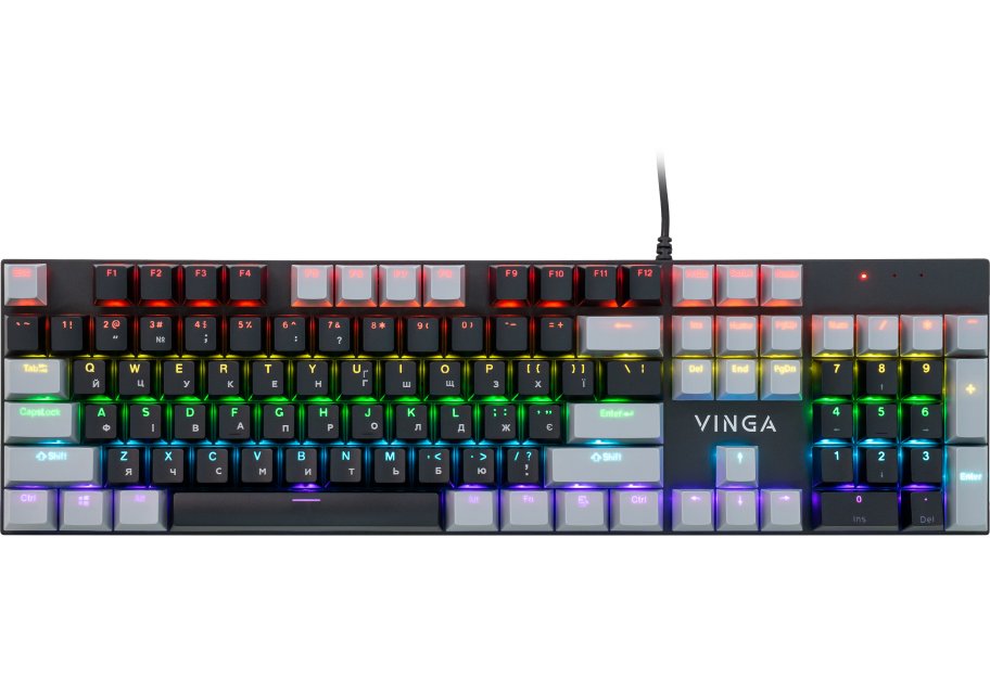 Клавіатура Vinga KBGM-090 LED Red Switch USB Grey/Black (KBGM-090R Grey/Black)