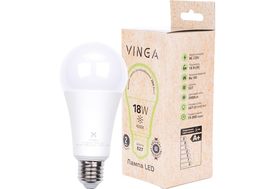 Light bulb Vinga VL-A67E27-184L-HLE
