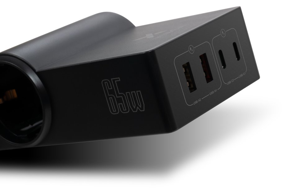 Зарядний пристрій Vinga 65W PD/QC 2xUSB-C+2xUSB-A+2xSchukoF 1.5m CEE7/7 (VCHG2OAC65)