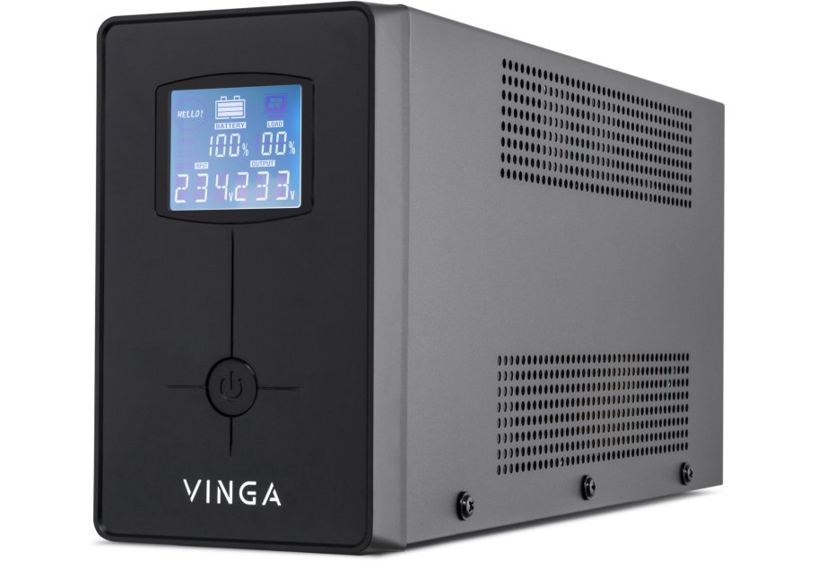 Пристрій безперебійного живлення Vinga LCD 2000VA metall case (VPC-2000M)