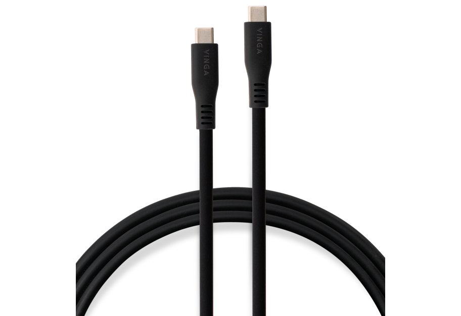Data cable USB-C to USB-C 1.2m UBS3.2 Gen2 10G 100W Chip Silicon Black Vinga (VCPDCCC31012SB)