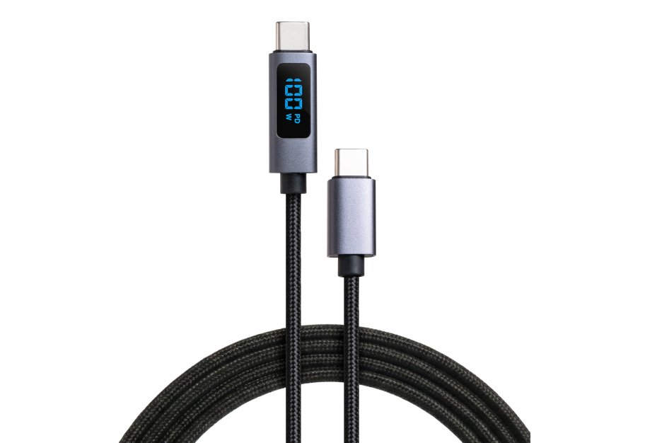 Data cable USB-C to USB-C 2.0m 100W LCD Display Nylon Black Vinga (VYDCCC22100D)