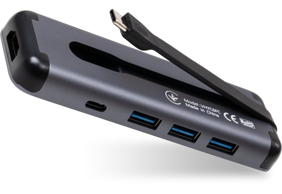 Hub Vinga USB-C 3.1 to HDMI+3xUSB3.0+PD100W+USB-C foldable cable (VHYC6FC)