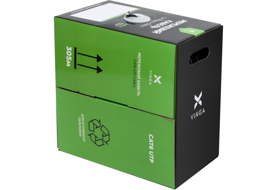 Кабель мережевий Vinga UTP Cat6 CCA 4 pairs 305 m outdoor (VCDCU6CA305OU)