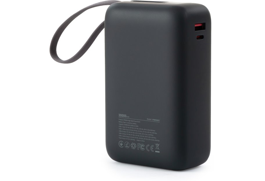 Батарея універсальна Vinga 30000 mAh 65W Display Cable (VPBB3065C)