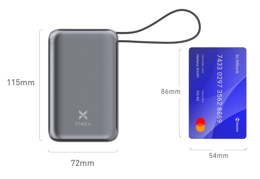 Батарея універсальна Vinga 30000 mAh 65W Display Cable (VPBB3065C)