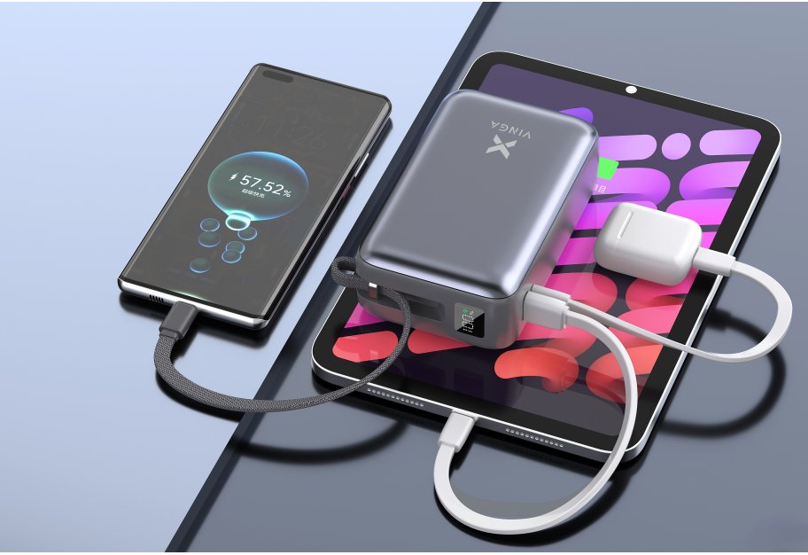 Батарея універсальна Vinga 30000 mAh 65W Display Cable (VPBB3065C)