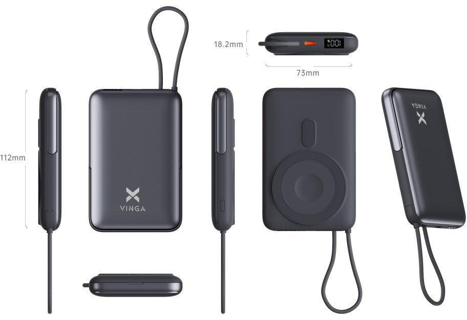 Батарея універсальна Vinga 10000 mAh 22.5W/15W/2.5W Wireless (VPBB1022WL)