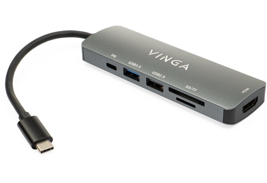 Hub Vinga USB Type-C 3.1 to HDMI+USB3.0+USB 2.0+SD/microSD+PD 6in1 (VHC6)