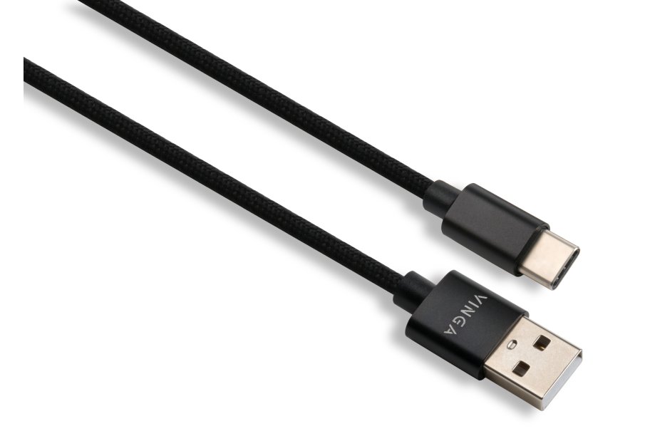 Data cable USB 2.0 AM to USB-C 1.0m nylon black Vinga (VCPDCTCNB1BK)