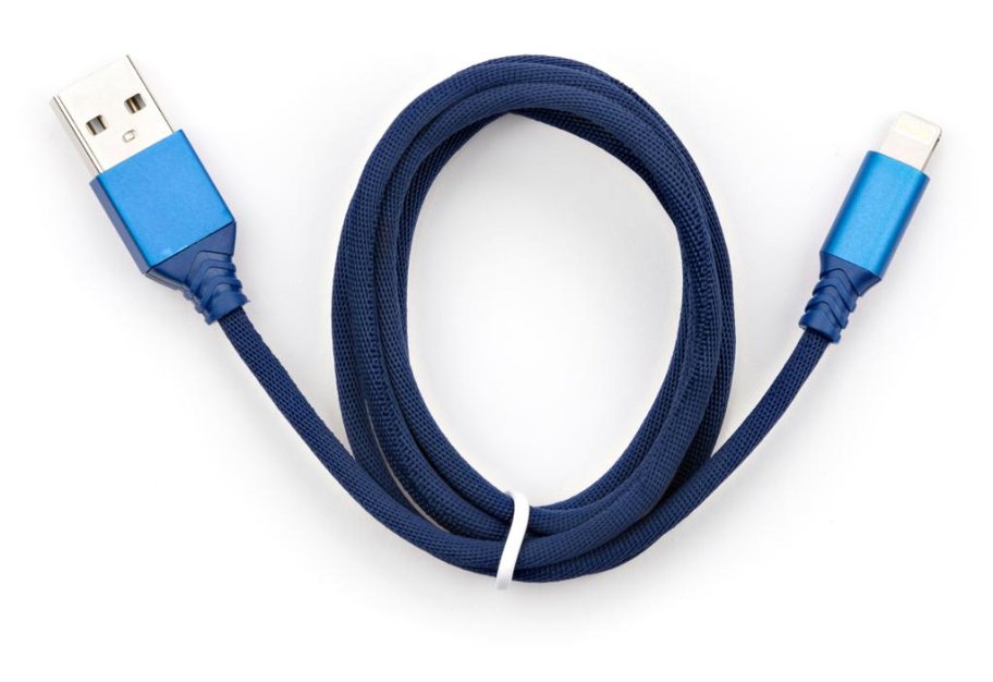 Data cable USB 2.0 AM to Lightning nylon 1m blue Vinga (VCPDCLNB21B)