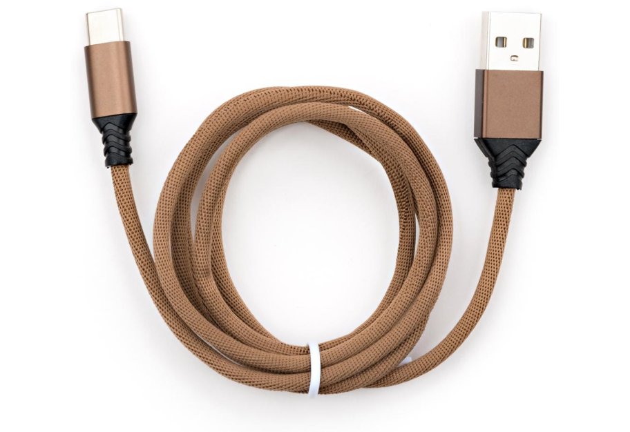 Data cable USB 2.0 AM to USB-C 1.0m nylon brown Vinga (VCPDCTCNB21BR)
