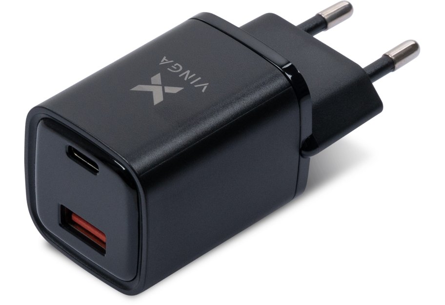 Зарядний пристрій Vinga USB-C PD30W + USB-A QC30W Display 33W Max (VCR30ACDB)