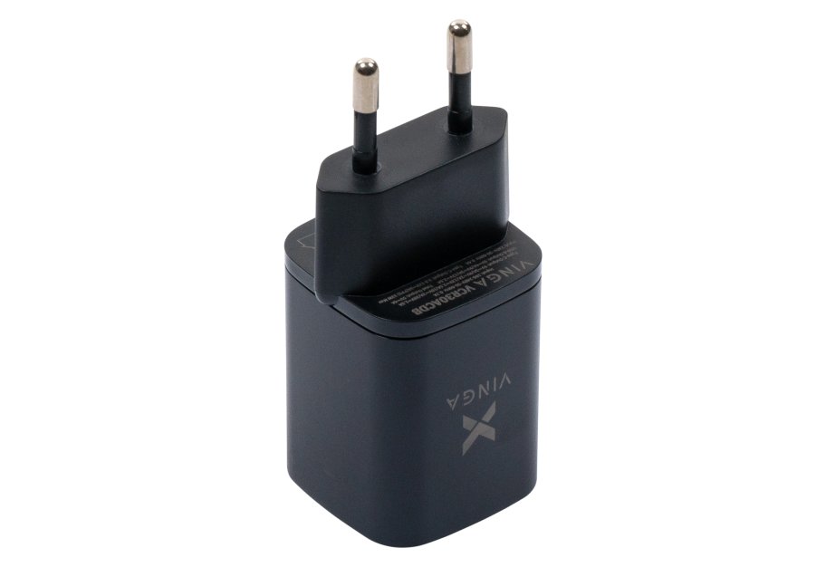 Зарядний пристрій Vinga USB-C PD30W + USB-A QC30W Display 33W Max (VCR30ACDB)