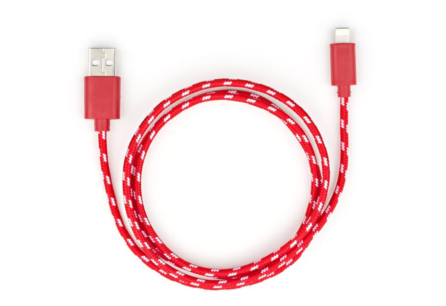 Data cable USB 2.0 AM to Lightning 2color nylon 1m red Vinga (VCPDCLNB31R)