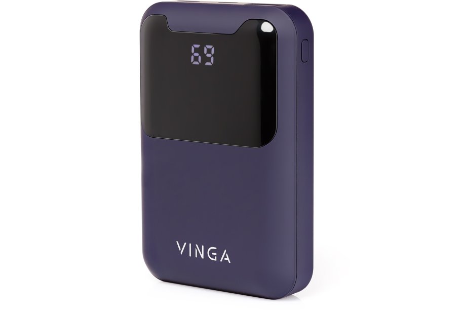 Батарея універсальна Vinga 10000 mAh Display soft touch purple (BTPB0310LEDROP)