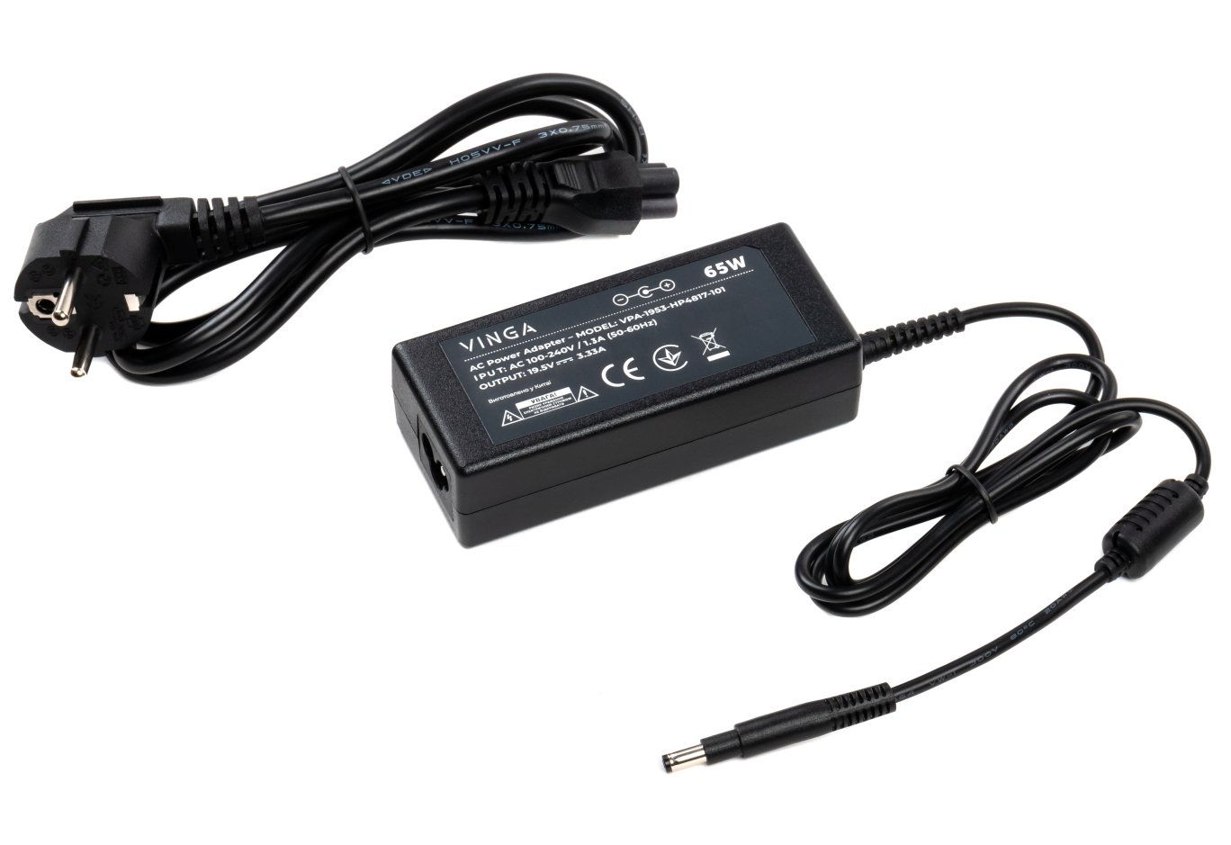 Laptop power supply Vinga HP 65W 19.5V 3.3А 4.8*1.7 long (VPA-1953-HP4817-101)