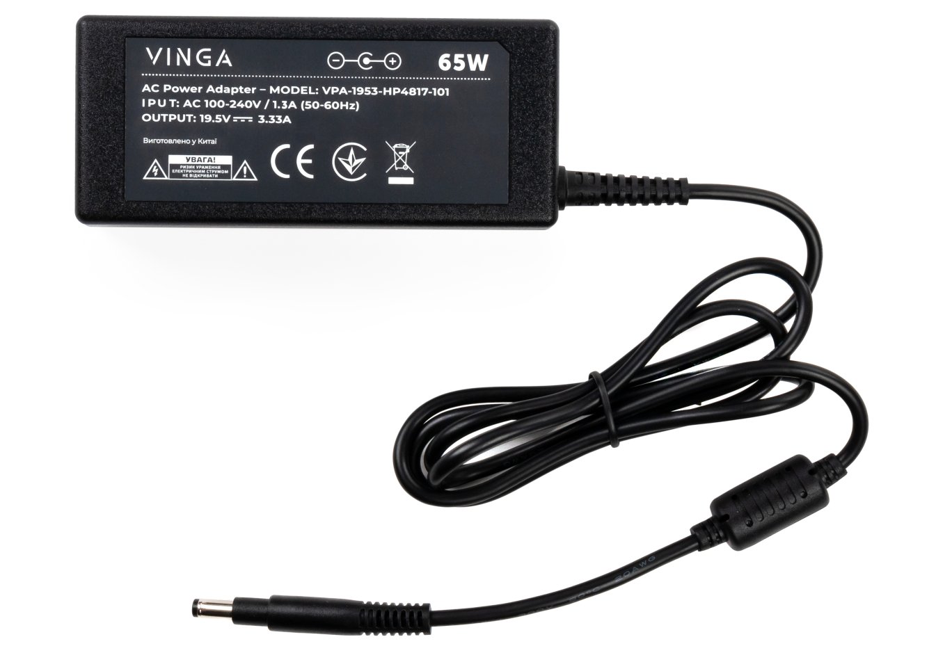 Laptop power supply Vinga HP 65W 19.5V 3.3А 4.8*1.7 long (VPA-1953-HP4817-101)