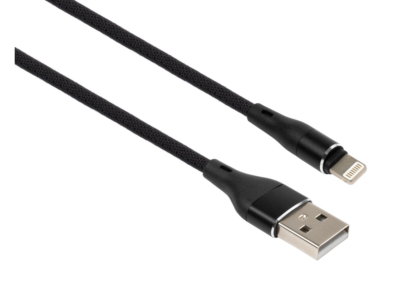 Дата кабель USB 2.0 AM to Lightning 1.0m cylindric nylon back Vinga (VCPDCLCANB1BK)
