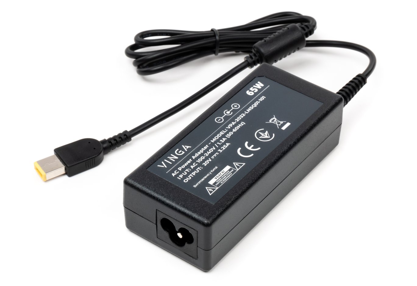 Блок живлення до ноутбуку Vinga Lenovo 65W 20V 3.25А square with pin (VPA-2032-LNSQ01-101)