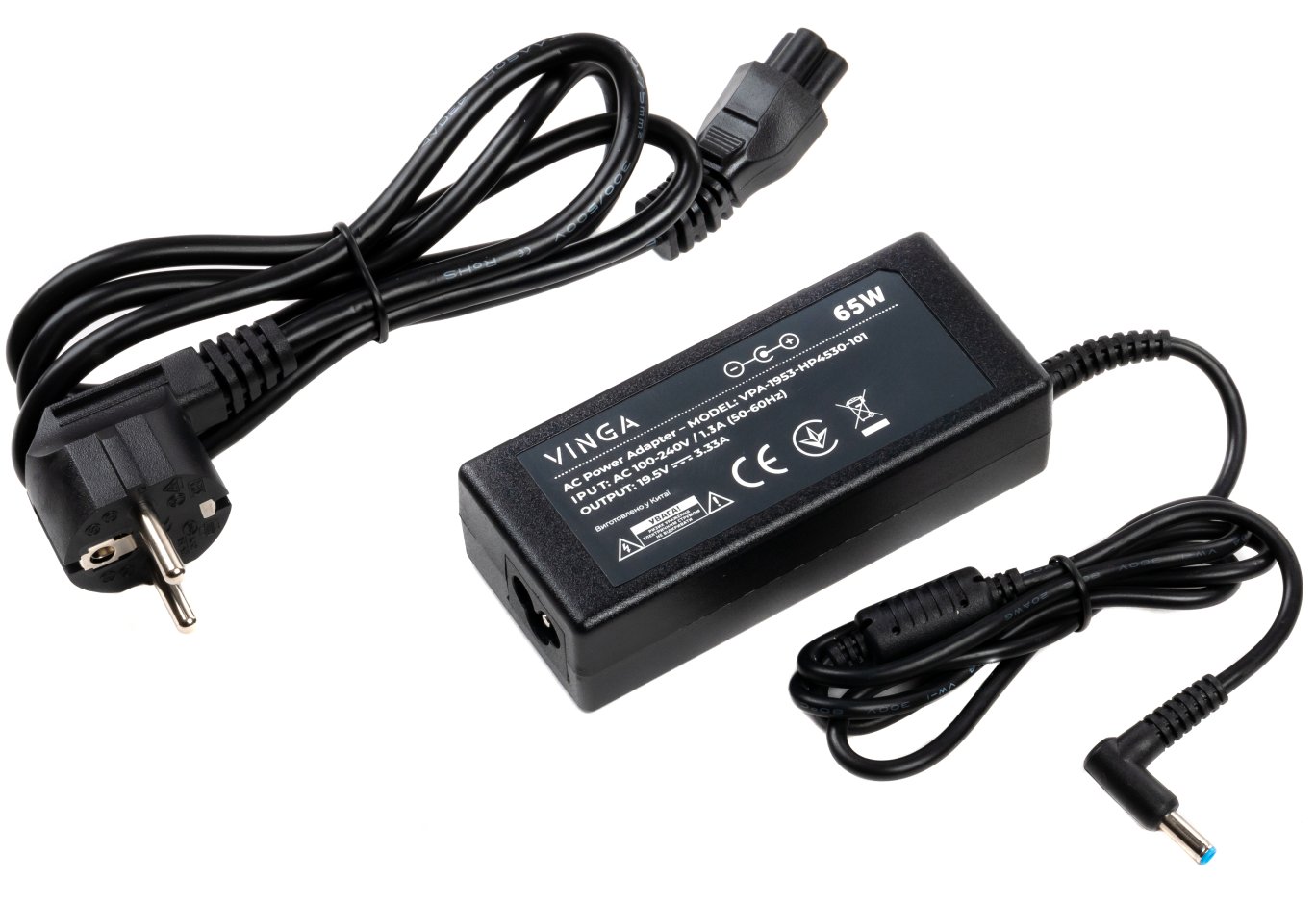 Блок живлення до ноутбуку Vinga HP 65W 19.5V 3.33А 4.5*3.0 (VPA-1953-HP4530-101)