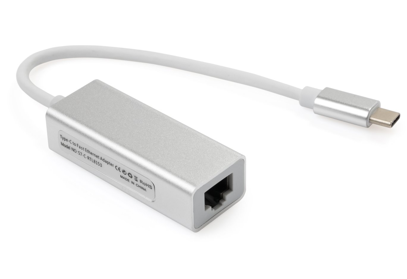 Adapter USB-C to RJ45 Ethernet 1000Mbps aluminium Vinga (VCPATC2GBLNS)