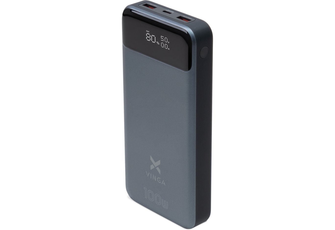 Батарея універсальна Vinga 30000 mAh 100W Display VA Grey (Li-Ion) (VPBB30100)