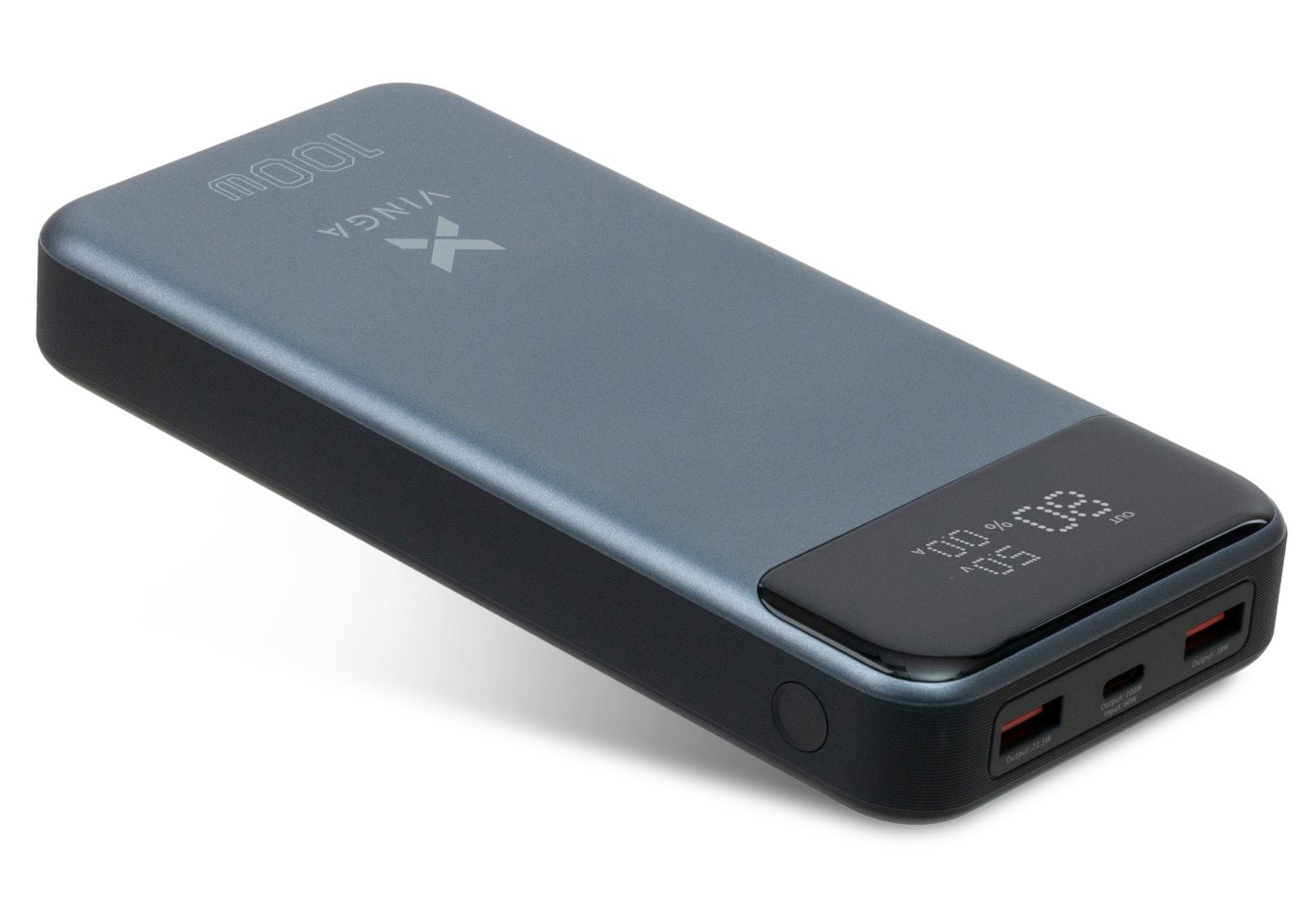Батарея універсальна Vinga 30000 mAh 100W Display VA Grey (Li-Ion) (VPBB30100)