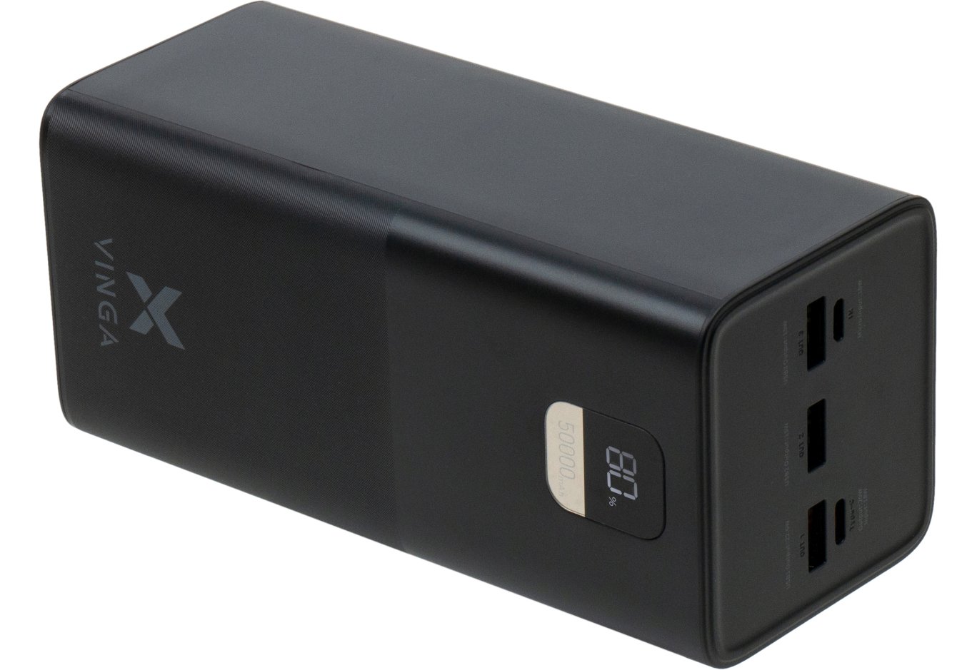 Батарея універсальна Vinga 50000 mAh 22.5W Display Black (VPBB5022)