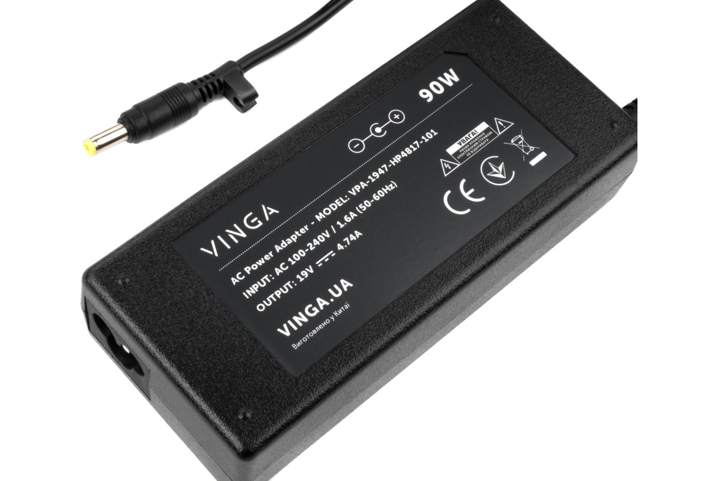 Блок живлення до ноутбуку Vinga HP 90W 19V 4.74A 4.8*1.7 (VPA-1947-HP4817-101)