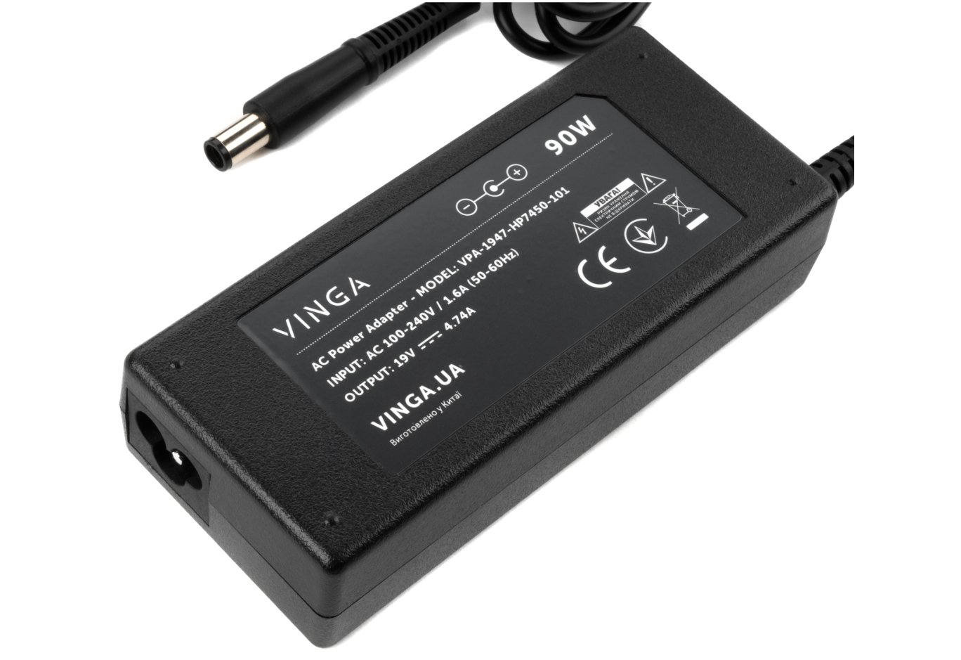 Блок живлення до ноутбуку Vinga HP 90W 19V 4.74A 7.4*5.0 (VPA-1947-HP7450-101)