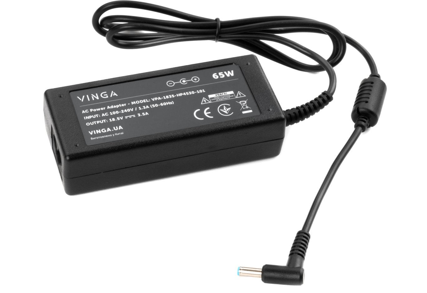 Блок живлення до ноутбуку Vinga HP 65W 18.5V 3.5А 4.5*3.0 (VPA-1835-HP4530-101)