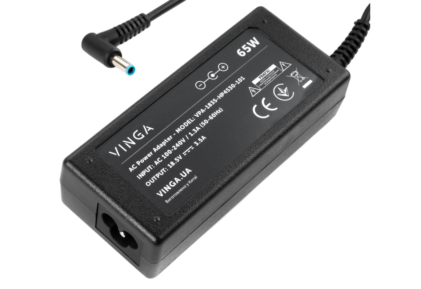 Блок живлення до ноутбуку Vinga HP 65W 18.5V 3.5А 4.5*3.0 (VPA-1835-HP4530-101)