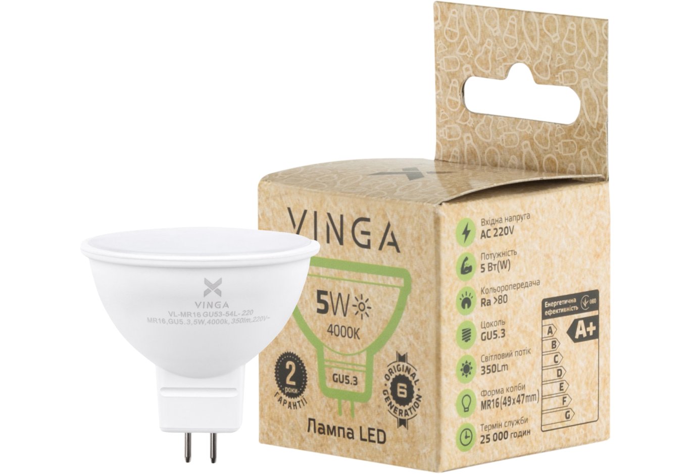 Лампочка Vinga VL-MR16GU53-54L-220