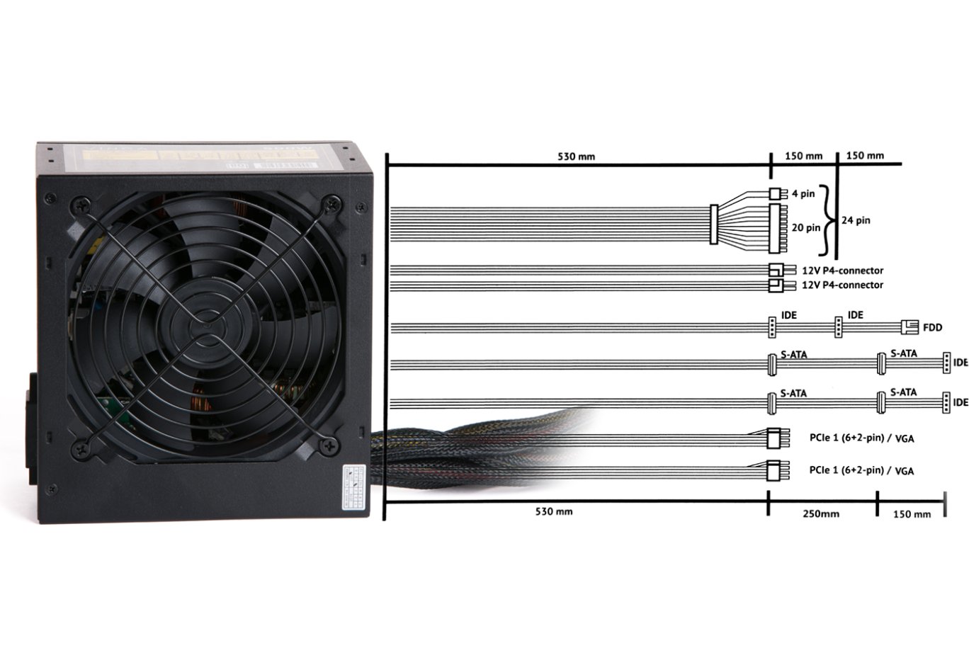 Power supply Vinga 550W (VPS-550P)
