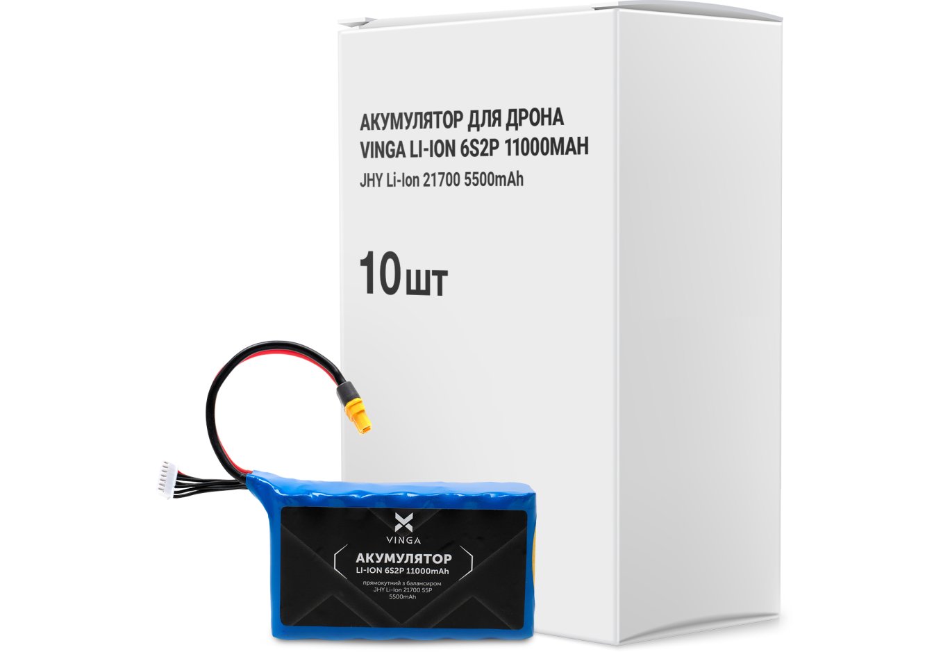 Battery pack Vinga Li-Ion 6S2P 11000mAh коробка 10 шт (JHY Li-Ion 21700 5500mAh) (V6S2P-10PCS-11000MAH)