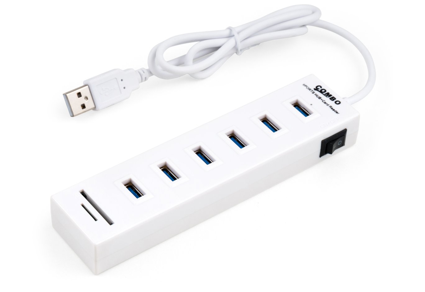 Концентратор Vinga 6xUSB2.0 + card-reader with switch 0.8m (VCP2H6USBCRSWWH)