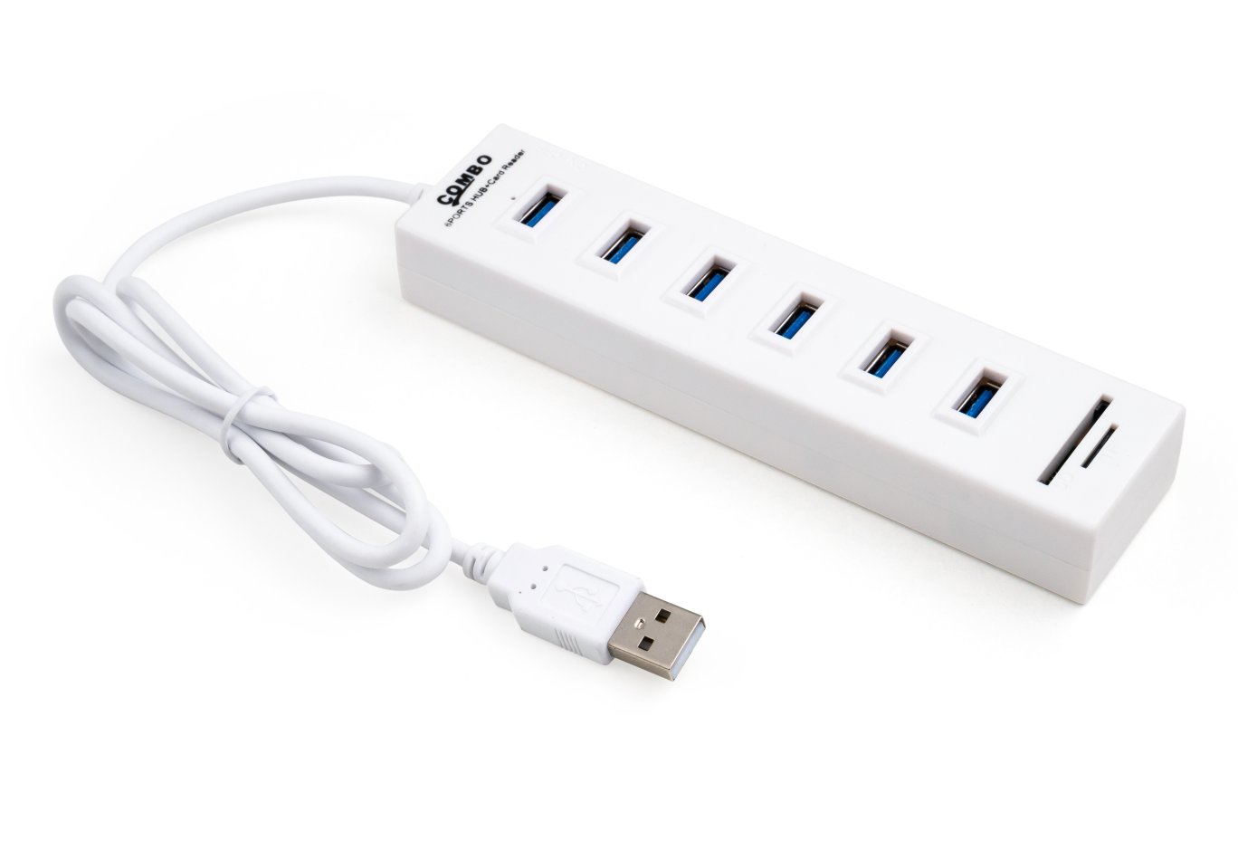 Концентратор Vinga 6xUSB2.0 + card-reader with switch 0.8m (VCP2H6USBCRSWWH)