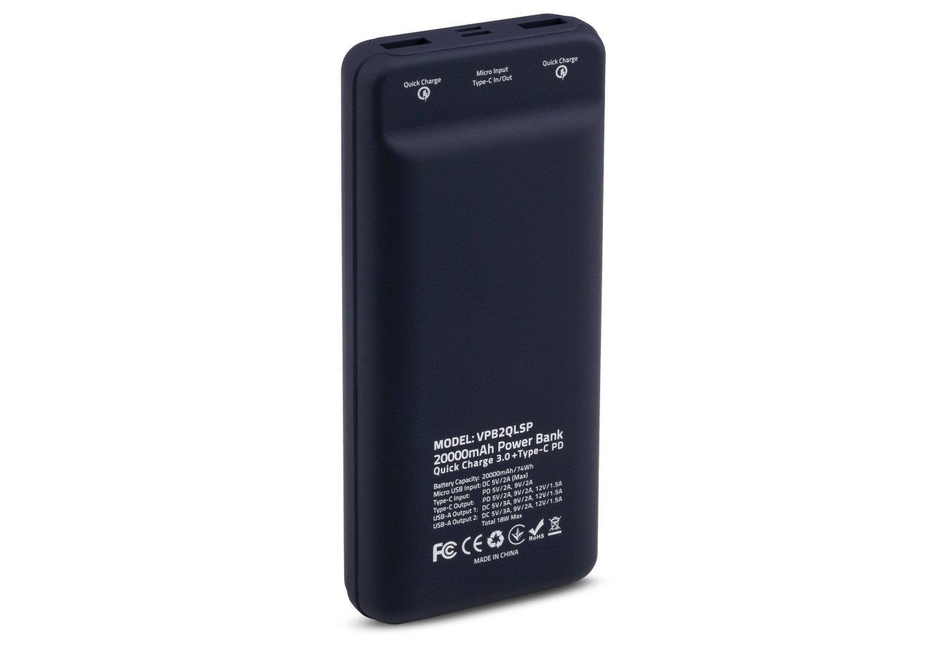 Батарея універсальна Vinga 20000 mAh QC3.0 Display soft touch purple (VPB2QLSP)