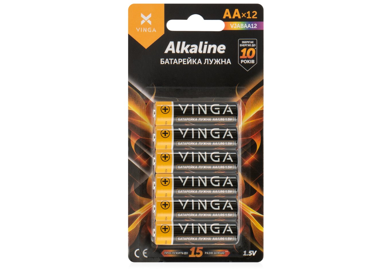 Батарейка AA LR6 Alkaline 12pcs Blister Vinga (VJABAA12)