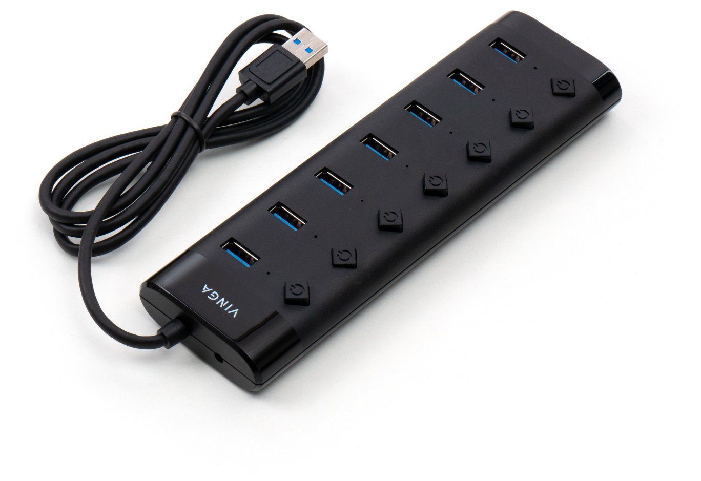 Концентратор Vinga USB3.0 to 7*USB3.0 1m cable with Switch and Power Adapter (VHA3A7B)